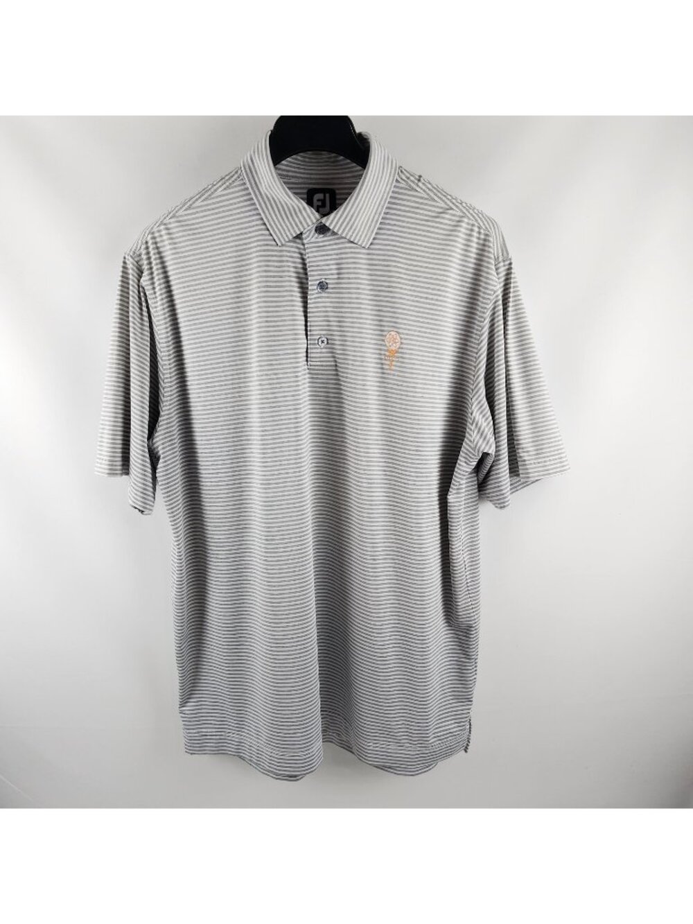FootJoy Shirt Mens XL Gray White Striped S/S Golf Tee Logo